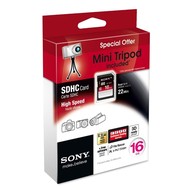 SONY Secure Digital 16GB SDHC Class 4 + tripod - Memory Card