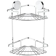 DuraHome Wire shelf Nova, two-tier, corner, self-adhesive, silver - Bathroom Shelf