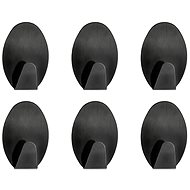 DuraHome Bathroom hook self-adhesive, black 6 pcs, oval - Bathroom Hook