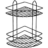 DuraHome Presto, wire, double tier, corner, black - Bathroom Shelf
