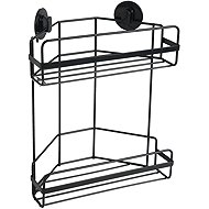 DuraHome Okinawa, wire, self-adhesive, double tier, corner, black - Bathroom Shelf