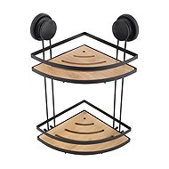 DuraHome Wire shelf with suction cup, 2 tiers, Bamboo 48551 - Bathroom Shelf