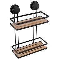 DuraHome Wire shelf with suction cup, 2 tiers, Bamboo 48575 - Bathroom Shelf