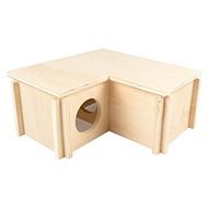 DUVO+ Domeček dřevěný pro drobné hlodavce 24 × 24 × 11 cm bungalov ve tvaru L - House for Rodents