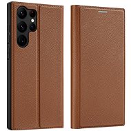 Skin X2 knížkové kožené pouzdro na Samsung Galaxy S23 Ultra, hnědé - Phone Case