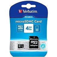 Verbatim MicroSDHC 4GB Class 10 + SD adapter - Memóriakártya