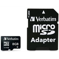 Verbatim Micro Secure Digital 8GB SDHC Class 4 + SD adaptér - Memory Card
