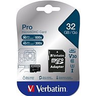 VERBATIM Pro microSDHC 32GB UHS-I V30 U3 + SD Adapter - Memory Card