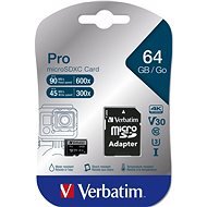 Verbatim MicroSDXC 64GB Pro + SD Adapter - Memory Card