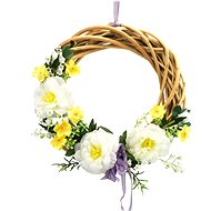 Dommio Wicker wreath with spring decoration 25 cm, white - Easter Decoration