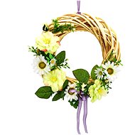 DOMMIO Easter decoration - Wicker wreath with spring decoration, yellow, 25 cm - Easter Decoration