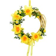 DOMMIO Easter decoration - Wicker wreath with daffodils, yellow, 20 cm - Easter Decoration