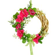 DOMMIO Easter decoration - Wicker wreath with azaleas, green, 20 cm - Wreath