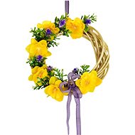 Dommio Wicker wreath 20 cm with daffodils, purple - Easter Decoration