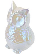 DOMMIO Christmas decoration - ceramic owl, white pearl, 14 × 10 cm - Christmas Decoration