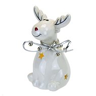 DOMMIO Christmas decoration - ceramic reindeer with LED light and bow, 11,5 cm - Christmas Decoration