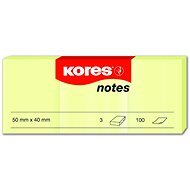 KORES 50 x 40 mm, 3 x 100 leaves, yellow - Sticky Notes