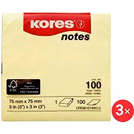 KORES 75 x 75 mm, 100 leaves, yellow - pack of 3 - Memo Pad