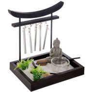 Atmosphera Decoration with Buddha figure and Zen Garden chime, 15 × 12 × 16,5 cm, black - Zen Garden