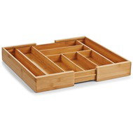 Zeller Adjustable cutlery insert, bamboo, 35-58 × 43 × 6.5 cm - Cutlery Tray