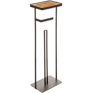 5five Simply Smart Toilet paper holder with mobile phone shelf, black, metal - Free Standing Toilet Roll Holder