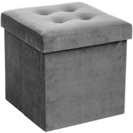 Atmosphera Folding pouf with storage space, footrest, container with lid - 2 in 1, grey - Ottoman