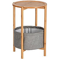 Wenko Folding table Bahari, bamboo, with fabric storage basket - Side Table