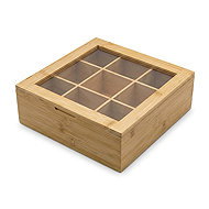 AROMELIO Bamboo tea box Nove, 9 compartments - Tea Storage Box