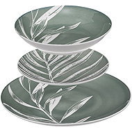 Secret de Gourmet Jídelní souprava s listovým vzorem, 18 prvků, zelená barva - Dish Set