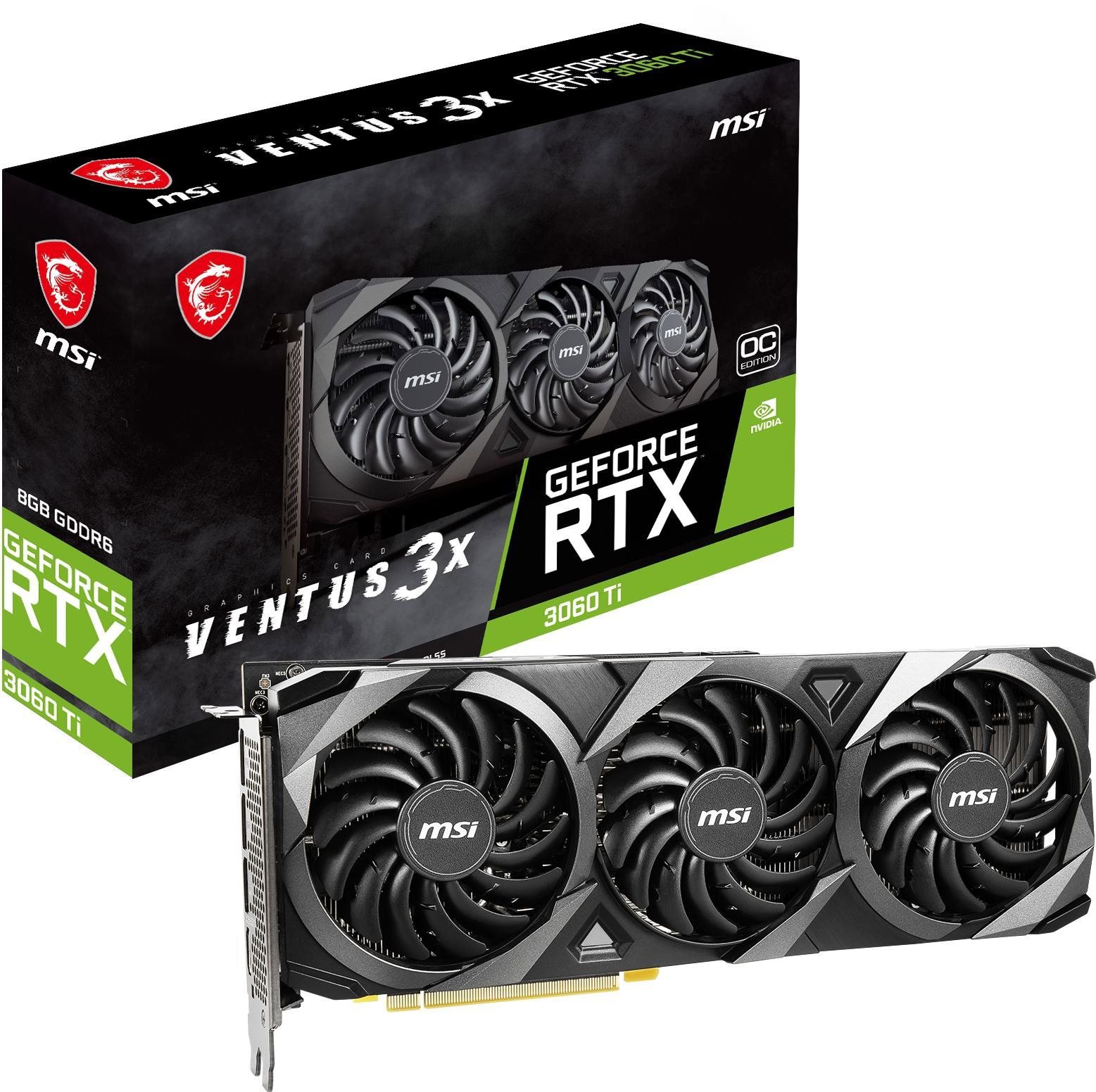 Repasované - MSI GeForce RTX 3060 Ti VENTUS 3X 8G OC LHR - Graphics Card