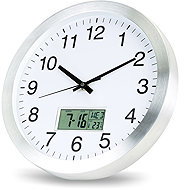 ELDONEX New York Analogové hodiny s displejem, stříbrné - Wall Clock