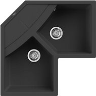ELLECI Unico Corner 83 × 83 2VG G40 - Granite Sink