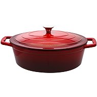 ELO Baking pan with lid cast iron 33 × 25 cm, red - Roasting Pan