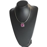E. L. 20 A Round square with brocaded glass - Necklace