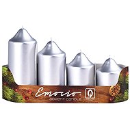 EMOCIO stepped advent candles, silver gloss, 4pcs - Candle Set