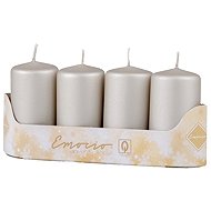 EMOCIO Advent silver cylinder 4 pcs 5×9cm - Candle Set