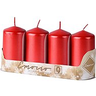 EMOCIO Red Advent cylinder candle 4pcs 5×9cm - Candle Set