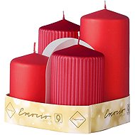 EMOCIO Plain and Ribbed Red Advent Cylinder 4 pcs - Candle Set