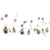 EMOS LED Christmas garland, silver balls with stars 1,9 m, 2x AA, indoor, warm white, timer - Light Chain