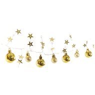 EMOS LED-Weihnachtsgirlande - goldene Kugeln mit Sternen, 1,9 m, 2x AA, innen, warmweiß, Timer - Lichterkette