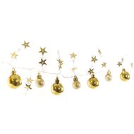EMOS LED Christmas garland - golden balls with stars, 1.9 m, 2x AA, indoor, warm white, timer - Light Chain