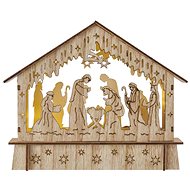 EMOS LED wooden Christmas crib, 15 cm, 2x AA, indoor, warm white, timer - Christmas Lights