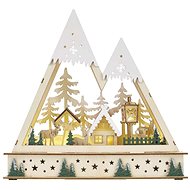 EMOS LED wooden Christmas landscape, 23.5 cm, 2x AA, indoor, warm white, timer - Christmas Lights