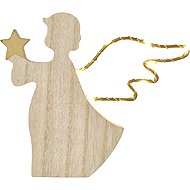 EMOS LED wooden decoration - angel, 13 cm, 2x AAA, indoor, warm white, timer - Christmas Lights