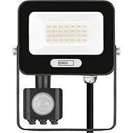 EMOS GLARO with motion sensor, 20 W, black, IP54, 2000 lm, neutral white - LED Reflector