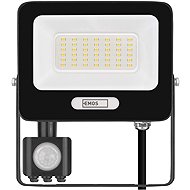 EMOS GLARO with motion sensor, 30 W, black, IP54, 3000 lm, neutral white - LED Reflector