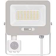 EMOS GLARO with motion sensor, 30 W, white, IP54, 3000 lm, neutral white - LED Reflector