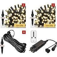 EMOS Premium vánoční řetěz teplá bílá 2 x 10 m + kabel 10 m + zdroj - Kit