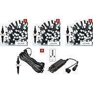 EMOS Premium Christmas Lights, Cool White, 3 x 5 m + 10 m Cable + Power Supply - Kit