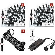 EMOS Premium Christmas Chain Lights, Cool White, 2 × 10m + 10m Cable + Power Supply - Kit